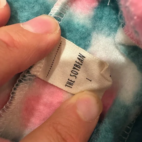 Checkered Fleece Jogger Pants – Pink Floral - Picture 3 of 3